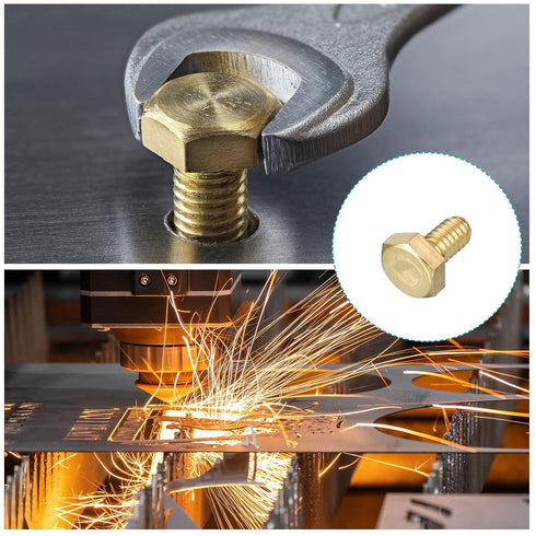 Hex Head Screw Bolt 5Pcs (1/4-20x1/2"), Brass Fully Threaded Solid Hex Bolts for Machinery Repair