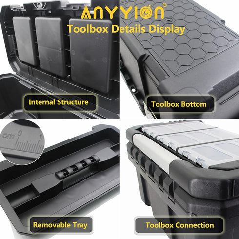 13 inch Toolbox, Size:12.9"Lx6.1"Wx5.9"H) Anyyion Small Tool Box with Removable Tray, Truly Strong and Durable