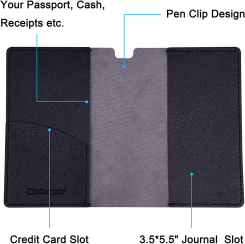 Wisdompro 2 Pack Journal Cover, PU Leather Notebook Cover for 3.5" x 5.5" Pocket Notebooks - Black