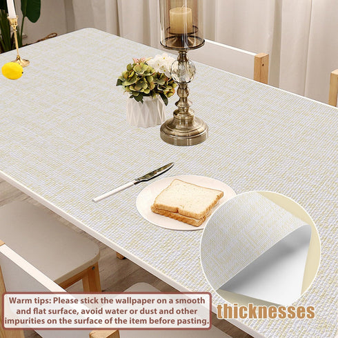 Yancorp 10ft Cream Textured Fabric Wallpaper, Faux Grasscloth Beige, Peel and Stick Self-Adhesive Removable Wall Paper