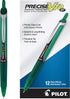 Pilot Precise V10 RT Refillable & Retractable Rolling Ball Pens, Bold Point 1 mm, Green, Pack of 12