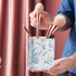 Pencil Holder for Desk Organizer, Ceramic Floral Pattern Storage for Writing Utensils, Makeup Brush Holder - Blue