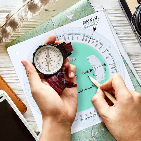 Saypacck Marine Navigation Slide Rule Nautical Plotter Protractor Ship Navigation Tools Course Plotter Divider