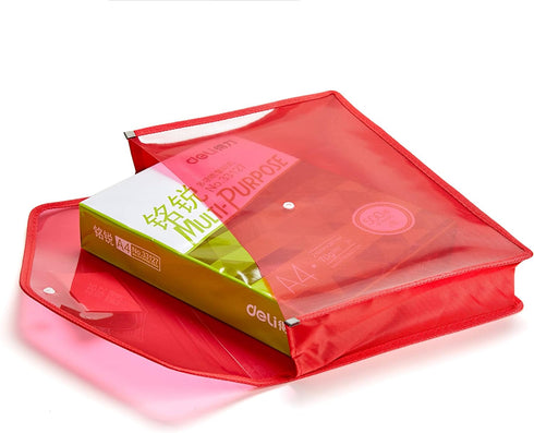 FANWU Plastic File Folder - Poly Envelope Expanding File Wallet with Snap Button Closure, Legal Size, 5 Pack (Red)