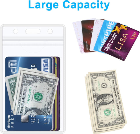 Cruise Lanyard Badge Holder, Wisdompro Vertical 2-Sided Waterproof Clear PVC ID Tag Holder with Ziplock and Heavy Duty
