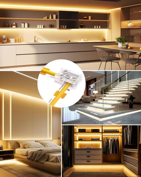 EMITEVER 8mm LED Strip Connectors, 12pcs, T-Shaped Gapless Connection Solderless Transparent Tape Light Connectors
