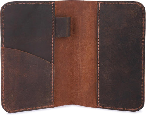 Leather Journal Cover for Field Notes, Notebook Cover for Cahier, Wallet Case, (3.5 x 5.5 in.) Cards Slot/Refillable Travelers Pocket Notebook Handmade with Pen Holder Brown by CestAntiQ