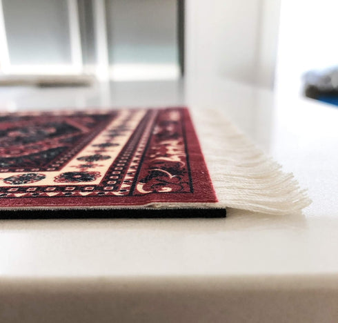 Inusitus 4-Pack Oriental Rug Mouse Pads Mini Carpet Style Mousepads with Fringe, Non-Slip Rubber Base, Aesthetic Desk
