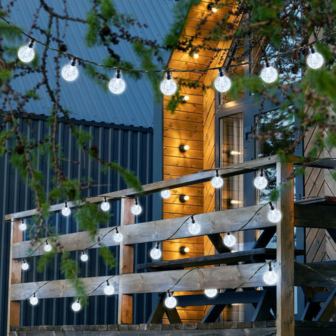 39FT 60 8 Joomer Solar Powered String Lights Waterproof, LED Outdoor Solar String Lights Crystal Ball Light Modes Globe