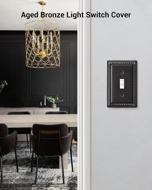DEWENWILS Decorative Light Switch Cover, Metal Toggle Light Switch Wall Plates, Aged Bronze Outlet Covers for Home, Office by DEWENWILS