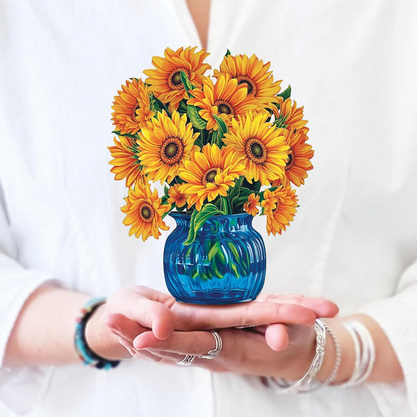 Freshcut Paper Pop Up Cards, Mini Sunflowers, 6 Inch Mini Sized Forever