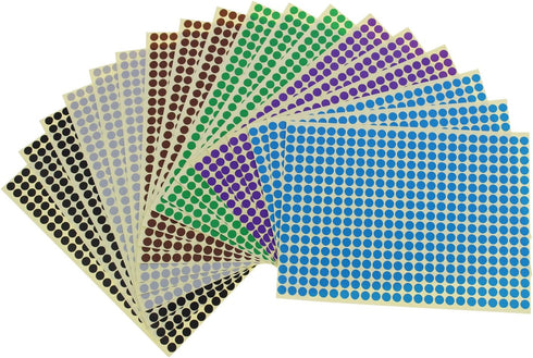 Sticky Color Coding Labels - Removable Small Circle Dot Stickers for Classroom Organization (0.24 Inch, 12 Colors)