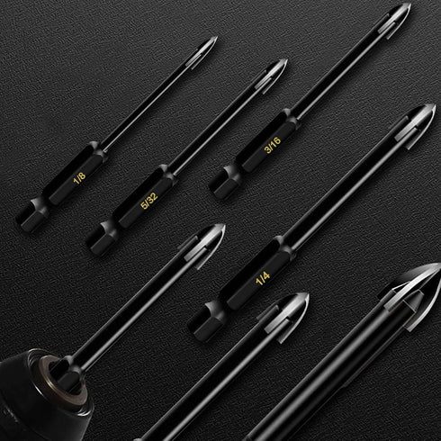 10-Piece Glass Concrete Drill Bit Set, Masonry Bits for Brick, Plastic, Wood, Hex Shank Tungsten Carbide