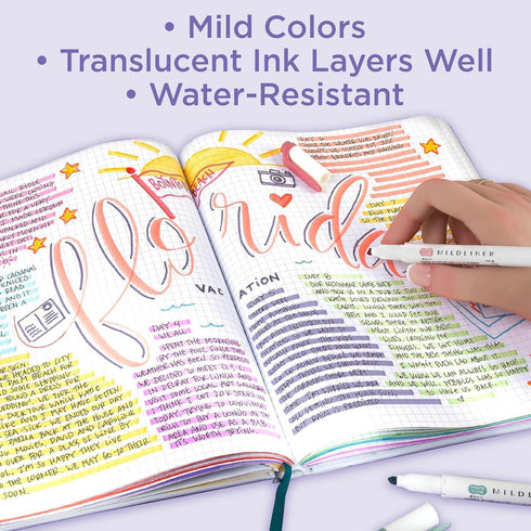Zebra Pen Mildliner Double-Ended Highlighter Marker Set, 12-Pack, Broad and Fine Point Tips, Mild Pink Ink