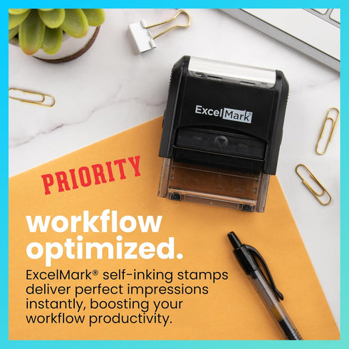 ExcelMark Priority Self Inking Rubber Stamp, Red Ink (A1539)