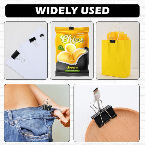 Yexiya 640 Pcs Assorted Sizes Binder Clips, Black Metal Paper Clamps for School and Office Supplies