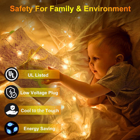 240FT 750LED Lights,12 Dimmable, Christmas Modes Warm White Outdoor String Lights with Timer & Waterproof Green Wire