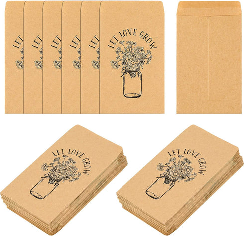 CINPIUK Wedding Favor Seed Packets, 100PCS Let Love Grow Self Adhesive Packets for Rustic Wedding Favors