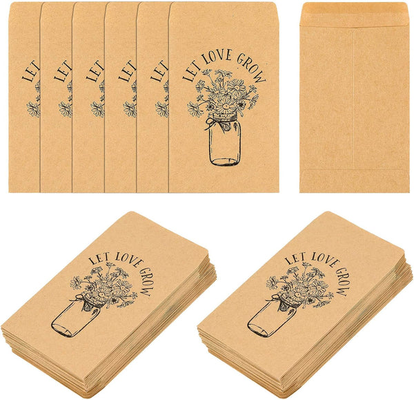 CINPIUK Wedding Favor Seed Packets, 100PCS Let Love Grow Self Adhesive Packets for Rustic Wedding Favors