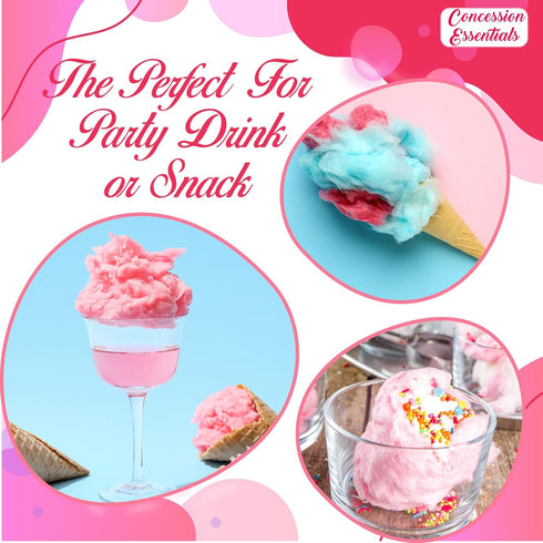 Concession Essentials /3lb -2ct Cotton Candy Floss Sugar -Pink Vanilla and Blue Raspberry Jars Each Flavor