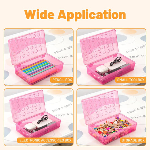 Kcjdd Personalized Pencil Box,Clear Hard Pencil Case with Stickers for Back to School,Plastic Marker Crayon Box
