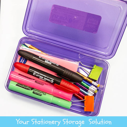 BAZIC Plastic Pencil Case Utility Storage Box, COLOR VARY, Organizer for Pens Pencils, 1-Unit by BAZIC Products