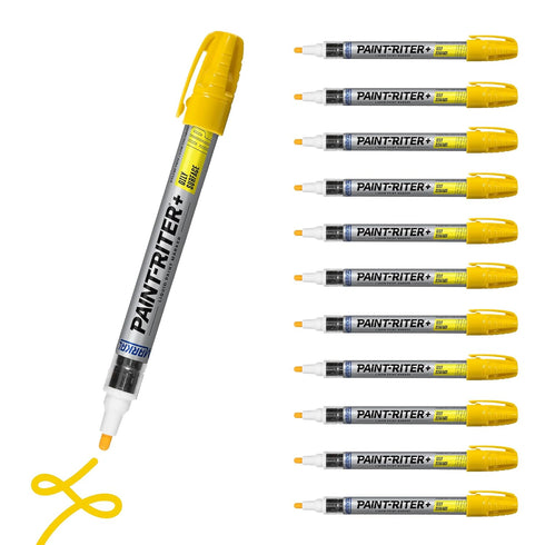 Markal 96961 Paint-Riter+ Liquid Paint Marker, Oily Surface, Bold Mark Size 1.8", Yellow, 12-Pack