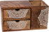 Wooden Hand Carved Desk Organizer, Pencil Pen Stationery Holder with 2 Drawers for Home Office