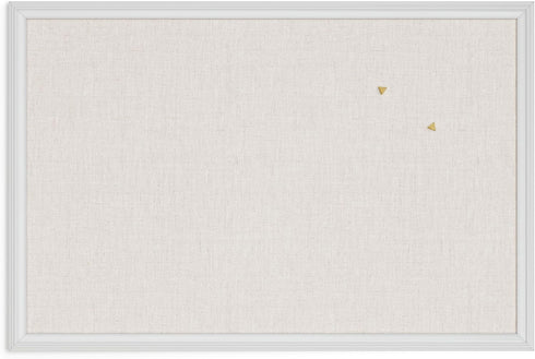 U Brands Farmhouse Bulletin Board - Linen Covered Corkboard with White Wood Frame, 30" x 20"