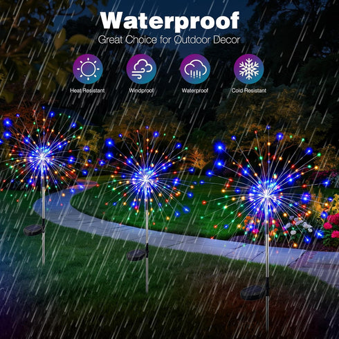 1 Pack 8 btfarm Solar Garden Lights Outdoor, Modes Firework Lights Solar Powered, Waterproof Twinkle Fairy Light