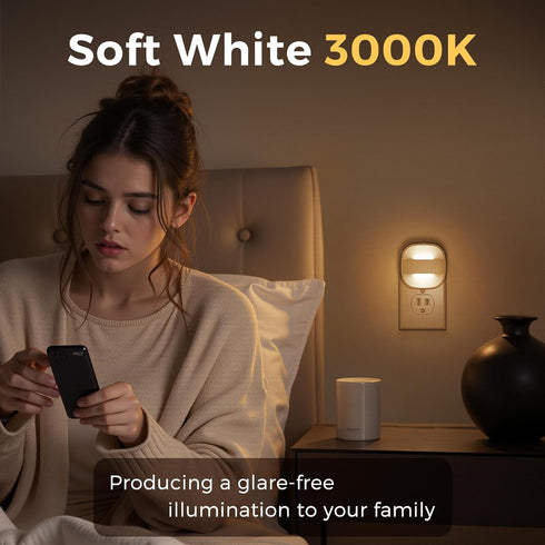 2 3000K 4 Pack L LOHAS LED Night Lights Plug into Wall, Foldable Night Light with Dusk to Dawn Sensor, Brightness