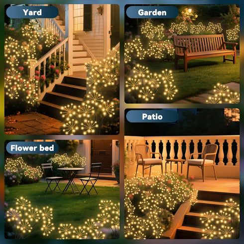 2 Pack Slyuexu Solar Garden Lights Waterproof Swaying Starburst Light Solar Outdoor Lights for Yard Patio Walkway