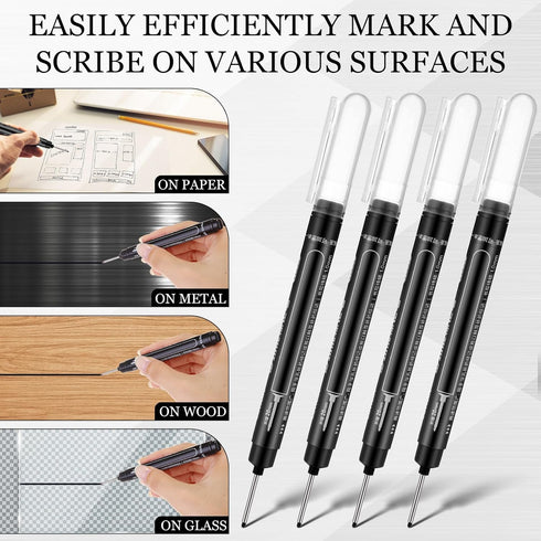 MotiMind 24 Pcs Deep Hole Marker Bulk Long Nib Marker Long Head Waterproof Multi-purpose Deep Reach for Carpenter