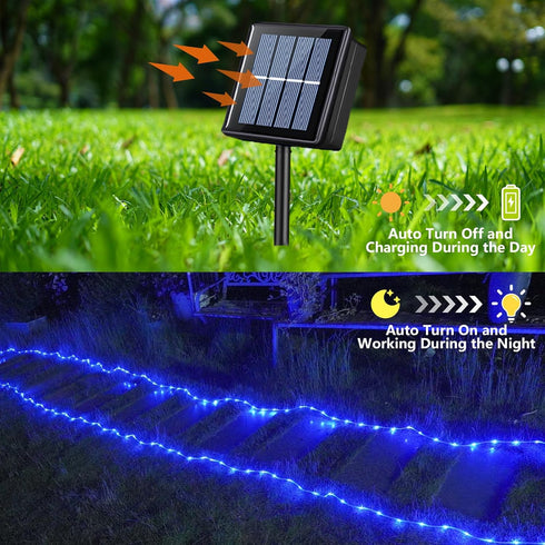 2 Packs 33ft 100 8 YEGUO Solar Rope Lights Outdoor Waterproof, Each LED String Lights, Modes Fairy Lights in Clear Thin
