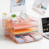 Paper Letter Tray Organizer with 4-Tier Desk Accessories, Workspace Organizers with Drawer & 2 Pen Holders