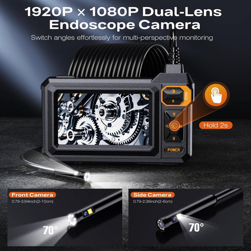 4.3" 1920P 7.9mm IP67 8+1 16.5FT Borescope Dual Lens Endoscope Camera with Light, IPS HD Inspection Camera, Waterproof