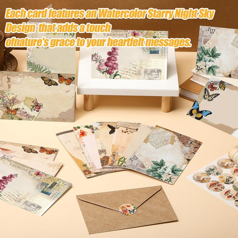 Motiskyy 100 4x6, 10 Set Pcs Nature Vintage Design Blank Greeting Cards Rustic Butterfly Blank Cards, Designs, Great