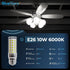 BlueStars 4-Pack 10W (100 Watt Equivalent) 1100 Lumens, 6000K Cool White, E26/E27 Medium Base, Non-Dimmable Tubular LED Corn Light Bulbs by BlueStars