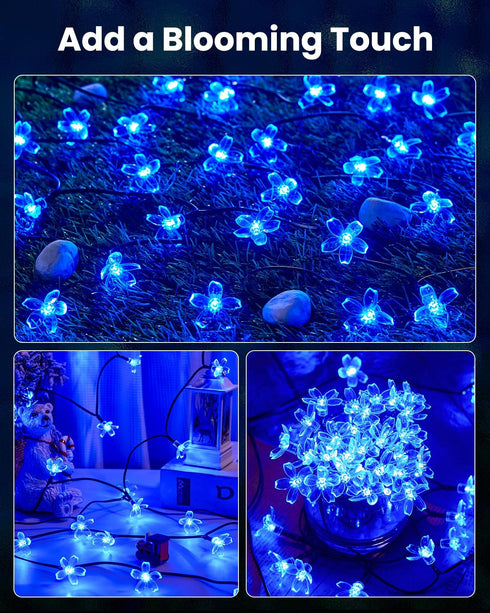 60 Brightown LED Solar Flower String Lights for Outside Waterproof Fairy Lights for Garden Yard Fence Patio Christmas
