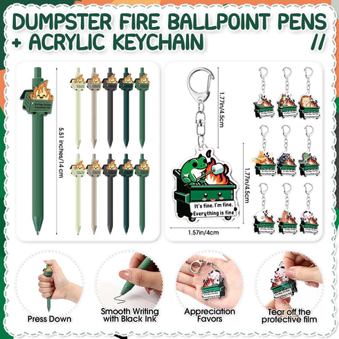Sayglossy 100 Sets Funny Dumpster Fire Response Team Employee Appreciation Gifts Positive Animal Dumpster Ballpoint Pen