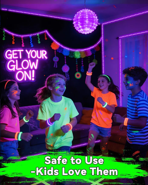 16.4FT 300LEDs Black Light Strip with USB Plug + Battery Box, Adhesive Blacklight Fixture, Battery & USB Operated