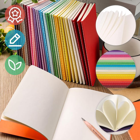 Koogel 40PCS Mini Blank Notebooks, 3.5 x 5.5 Inch Notepads in 20 Colors for Students, Travelers, School Supplies, Office