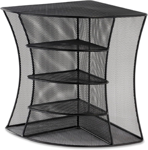 Safco Products Onyx Mesh Corner Organizer, Durable Steel Mesh, Space Saving, 13" x 15" x 11", Black