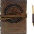 Leather Bound Journal for Men and Women, Handmade Gift Set with Nautical Compass Embossed Journal and Stylish Pen