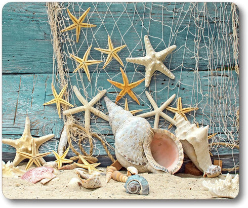 Smooffly Seashell Conch Starfish Mouse Pad, Non-Slip Rubber Gaming Mouse Pad