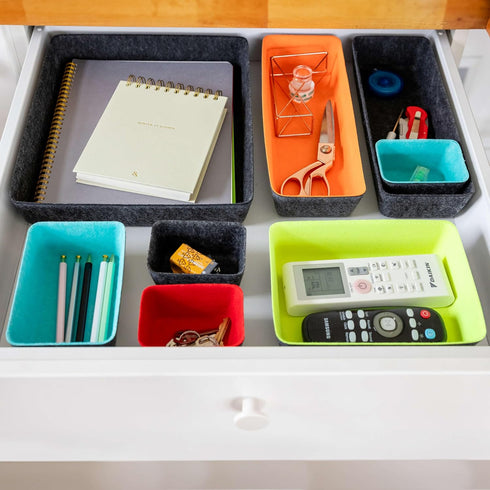 Three by Three Seattle Felt·Like·It! Multicolor Felt Bins for Office, Crafts, Classroom, Living Room & Bedroom