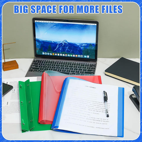 Teling 48 Pcs Clear Front Report Covers with Prongs, Plastic Presentation Folders for School, Multicolor