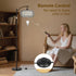9W Bulb, Rattan Floor Lamps for Living Room, Boho Standing Lamps with Grey Rattan& Linen Double Shades, Arc Lamps Floor
