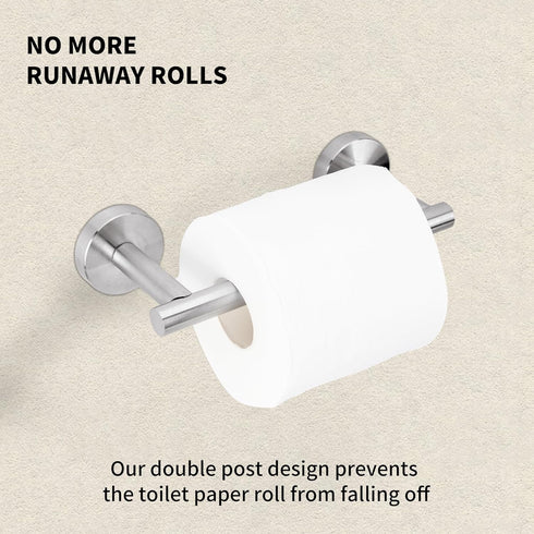 Brushed Nickel Toilet Paper Holder, Wall Mount for SUS 304 Stainless Steel, Double Post Pivoting Roll Holder for