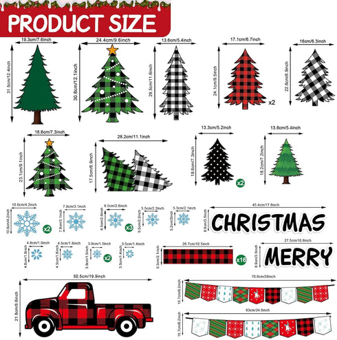 Christmas Bulletin Board Decoration Set Merry Christmas Paper Cutouts Blackboard Border Winter Holiday Classroom Decorations Christmas Tree Bulletin Board for Xmas Holiday School Wall Door Decoration